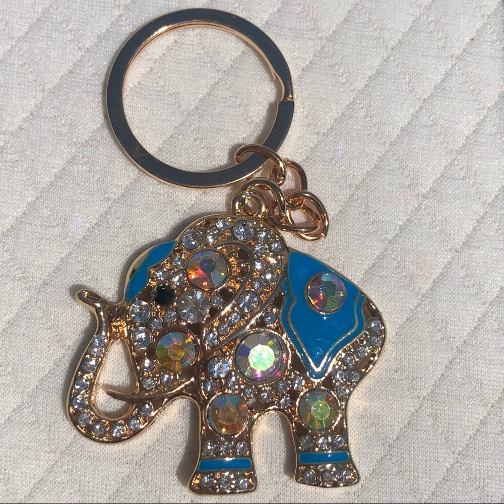 Beautiful lightweight sparkly elephant keychain 💙🐘🤍 - Picture 1 of 7